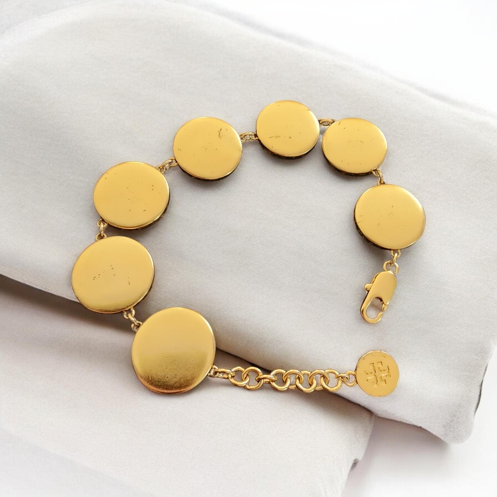 Tory Burch Gold-Tone Bracelet with Mother-of-Pearl Discs - Picture 4 of 5